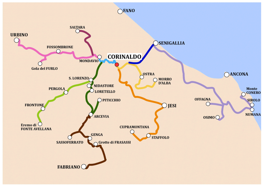 Mappa itinerari dintorni di Corinaldo